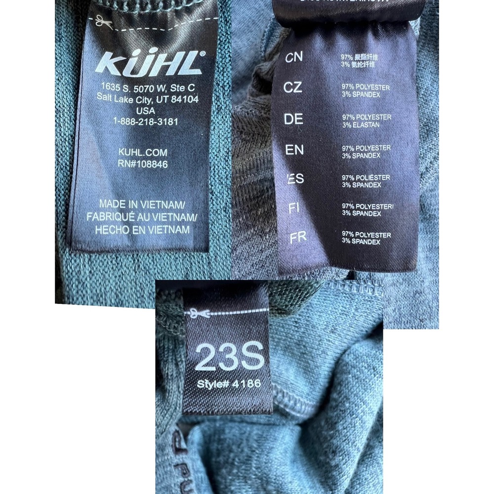 Kuhl Teal-Gray Cowl Neck S Pullover Thumbholes Pure Madness Beer Branded Outdoor - Picture 8 of 9